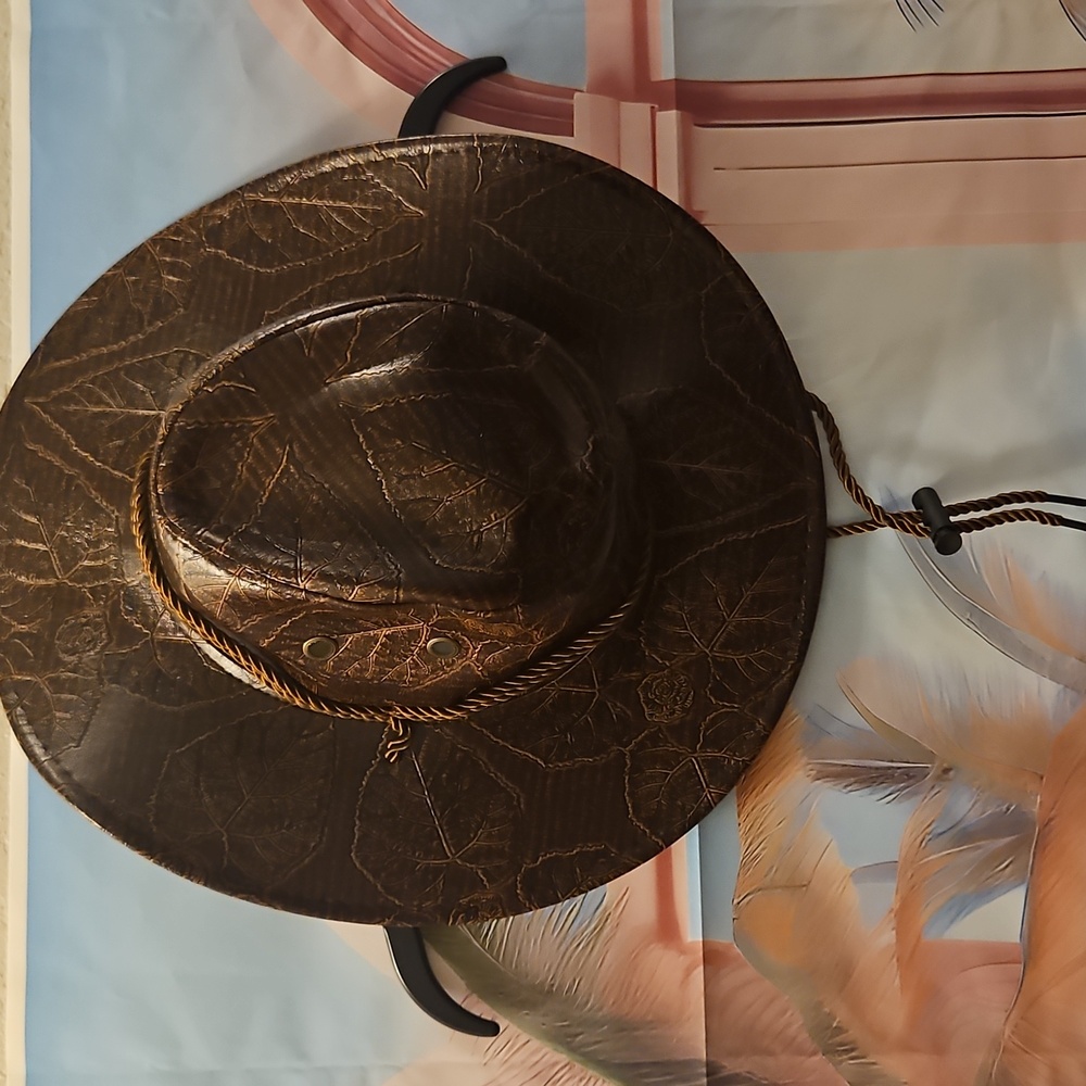 Brown Rose and Leaf Hat